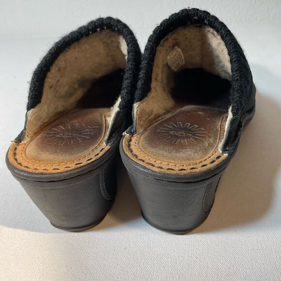 Ugg Gael black Suede Wedge Clogs Slip On Shearling Lined Size US 8 - Picture 4 of 10